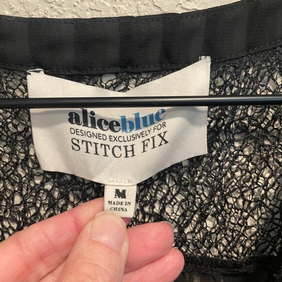 Alice Blue Stitchfix Black Chiffon Blouse Size Medium - Picture 2 of 5